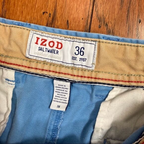 Izod Saltwater Washed Classics Light Blue Shorts, Size 36 - Picture 2 of 3